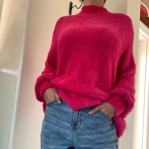 Barbie Pink Chico’s Oversized High-Neck Fuzzy Sweater / L